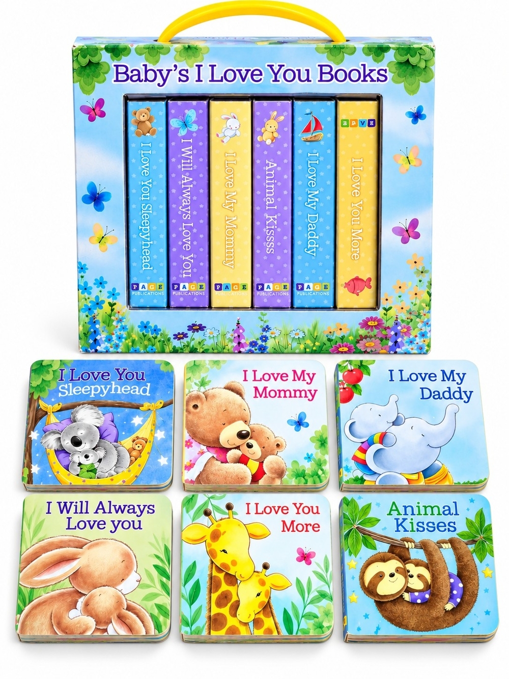 - Baby’s I Love You 6 Board Book Set Toddler Kids Carry Case